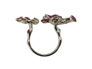 Ring 18k White Gold Rubies & Diamonds