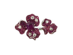 Ring 18k White Gold Rubies & Diamonds