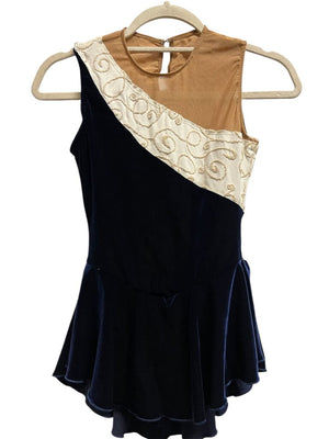 Rebel Skategear Blue Velvet Ice Skate Dress S
