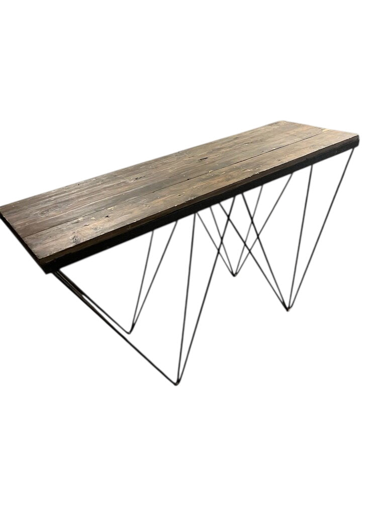 Reclaimed Wood Iron Frame Console Table 61x34x19