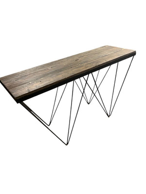 Reclaimed Wood Iron Frame Console Table 61x34x19