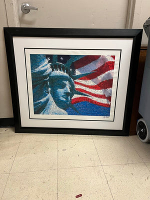 Neil J. Farkas "Statue And Flag" Serigraph 40x34 Limited Edition 20/70