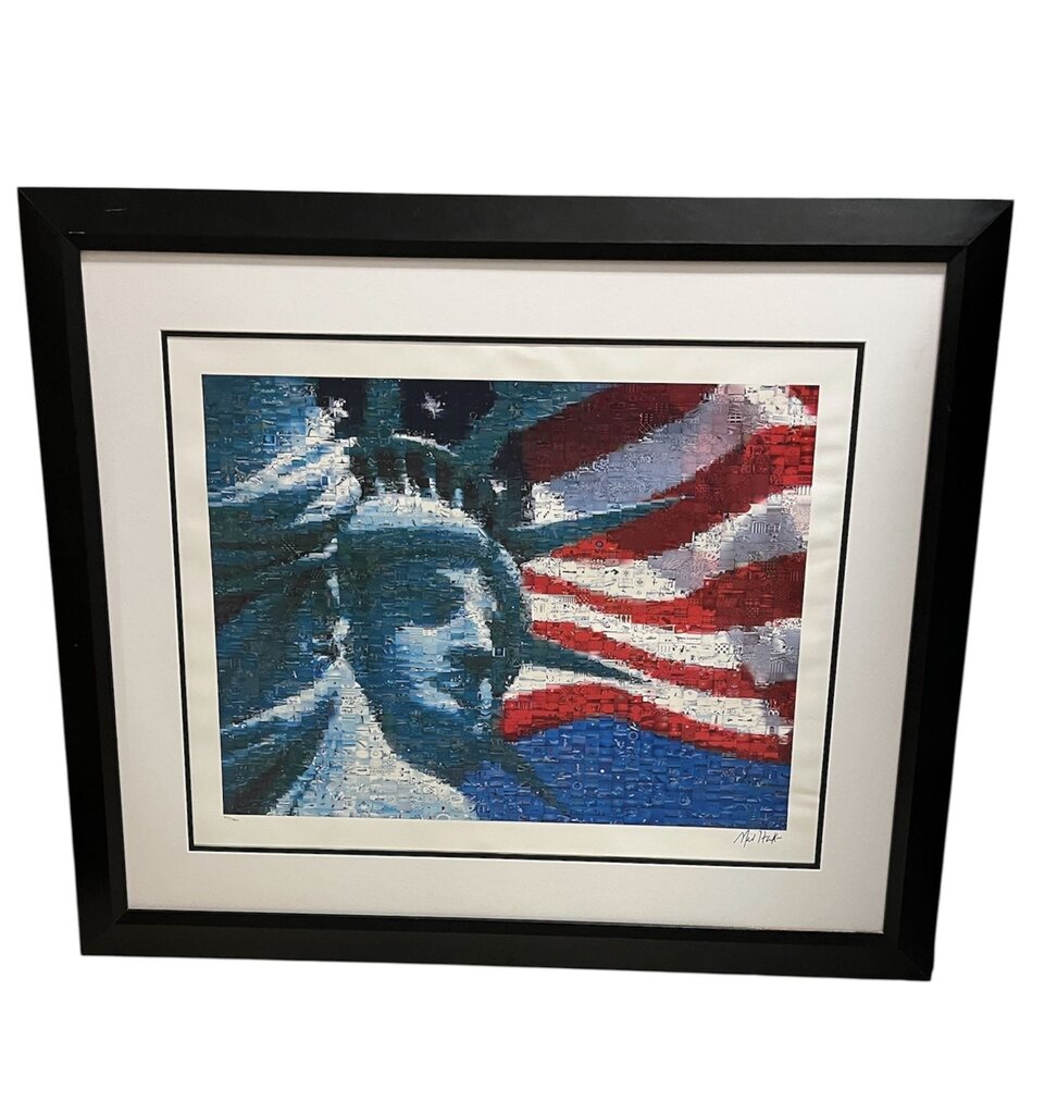 Neil J. Farkas "Statue And Flag" Serigraph 40x34 Limited Edition 20/70