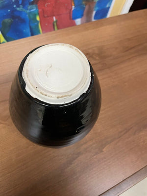 Blue Black Drip Glaze Ruffle Mouth Ceramic Vase