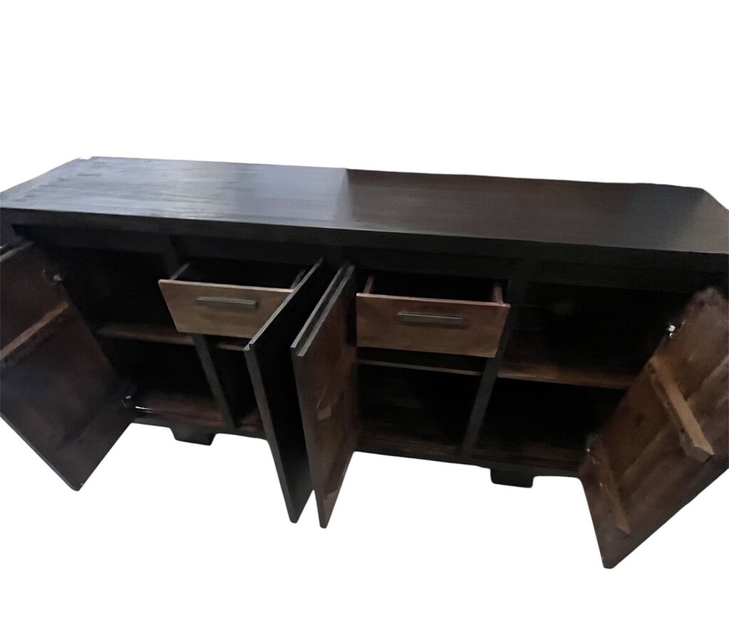 Dark Brown Stained Wood Four Door 2 Drawer Sideboard 76x33