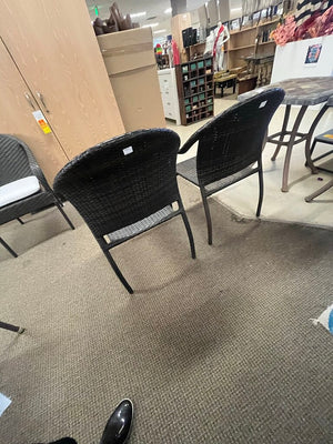 Brown Wicker Outdoor Arm Chairs (Pair)