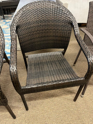 Brown Wicker Outdoor Arm Chairs (Pair)