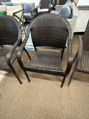 Brown Wicker Outdoor Arm Chairs (Pair)