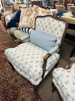 French Louis XV Style Bergere Armchairs (pair)