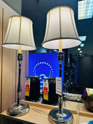 Ralph Lauren Chrome Candlestick Table Lamps (pair)