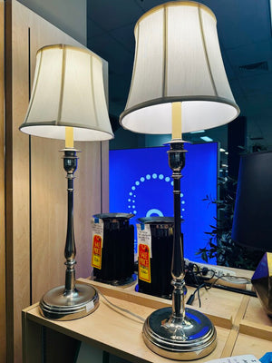 Ralph Lauren Chrome Candlestick Table Lamps (pair)