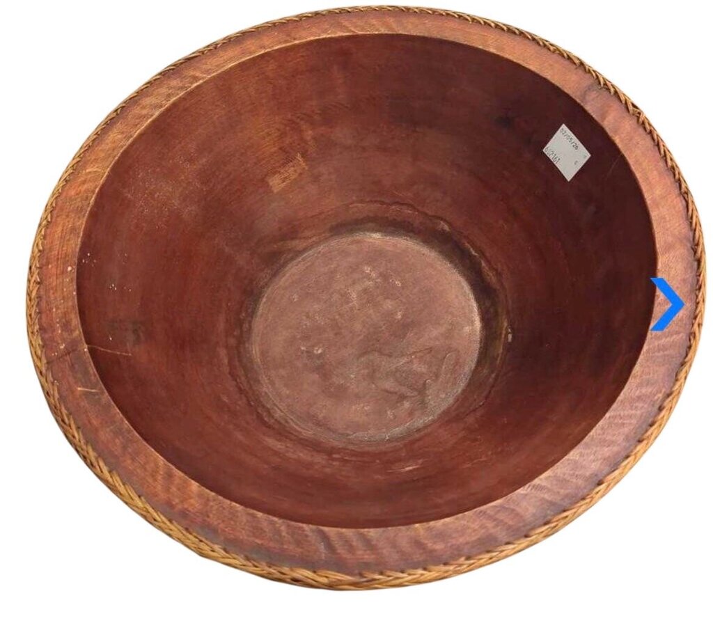 Balinese Acacia Wood Wicker Trim Bowl 13.5"