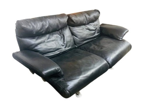 B & B Italia Black Leather Sofa 68" W by Miss Daisy's Consignment & Auction House