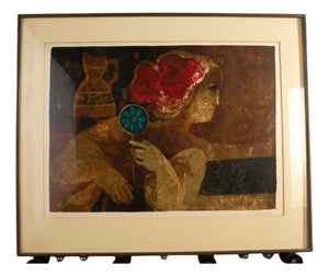Alvar Sunol "Woman with Flower" Lithograph (Limited Edition) by Miss Daisy's Consignment & Auction House