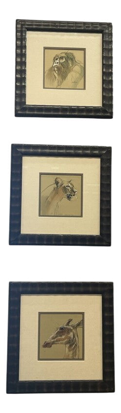 African Wildlife Drawings- Framed w/ HQ Glass Signed by Miss Daisy's Consignment & Auction House