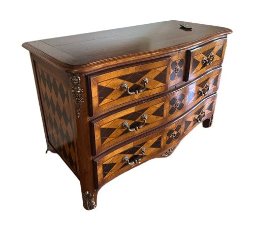 Baroque Diamond Inlay 4 Drawer Dresser 51x23x33 by Miss Daisy's Consignment & Auction House