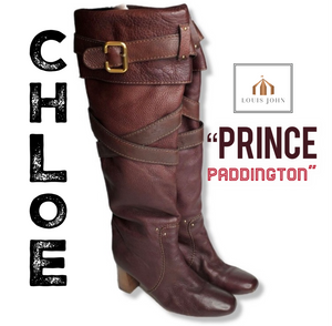 Chloe Prince Paddington Knee High Leather Boot Sz.37 Cognac