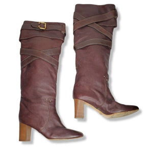 Chloe Prince Paddington Knee High Leather Boot Sz.37 Cognac