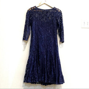 NWT TERI JON Lace Dress w/ Shell Navy Sz.6