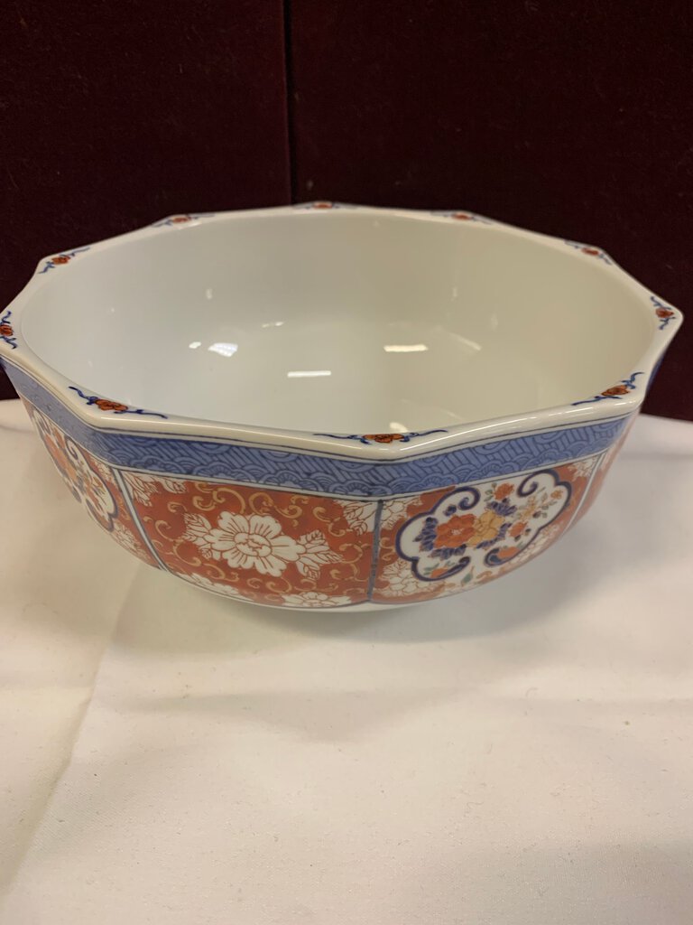 9.25" Ceramic Japanese Style 10 sided bowl
