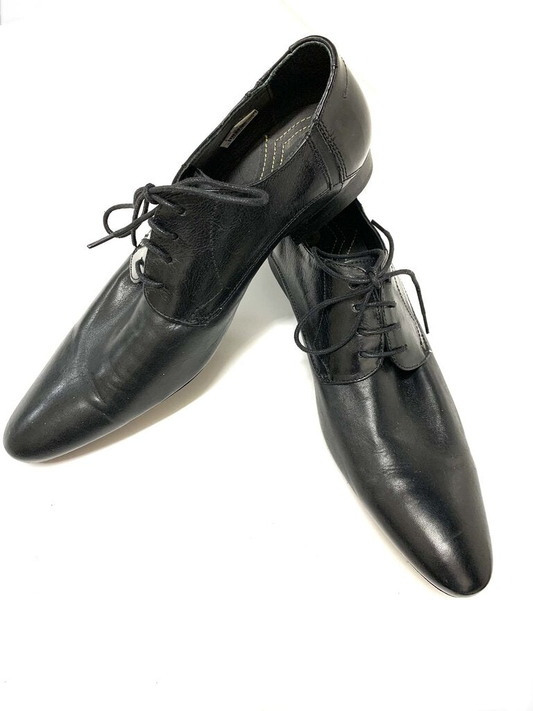 H. By Hudson Black Leather/ Patent Leather Lace Up Dress Shoe 42