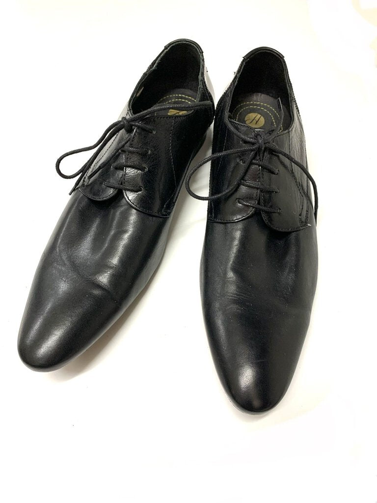 H. By Hudson Black Leather/ Patent Leather Lace Up Dress Shoe 42
