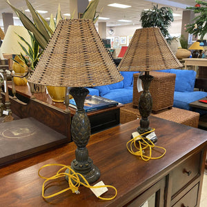 Rattan & Pineapple Wood Lamps