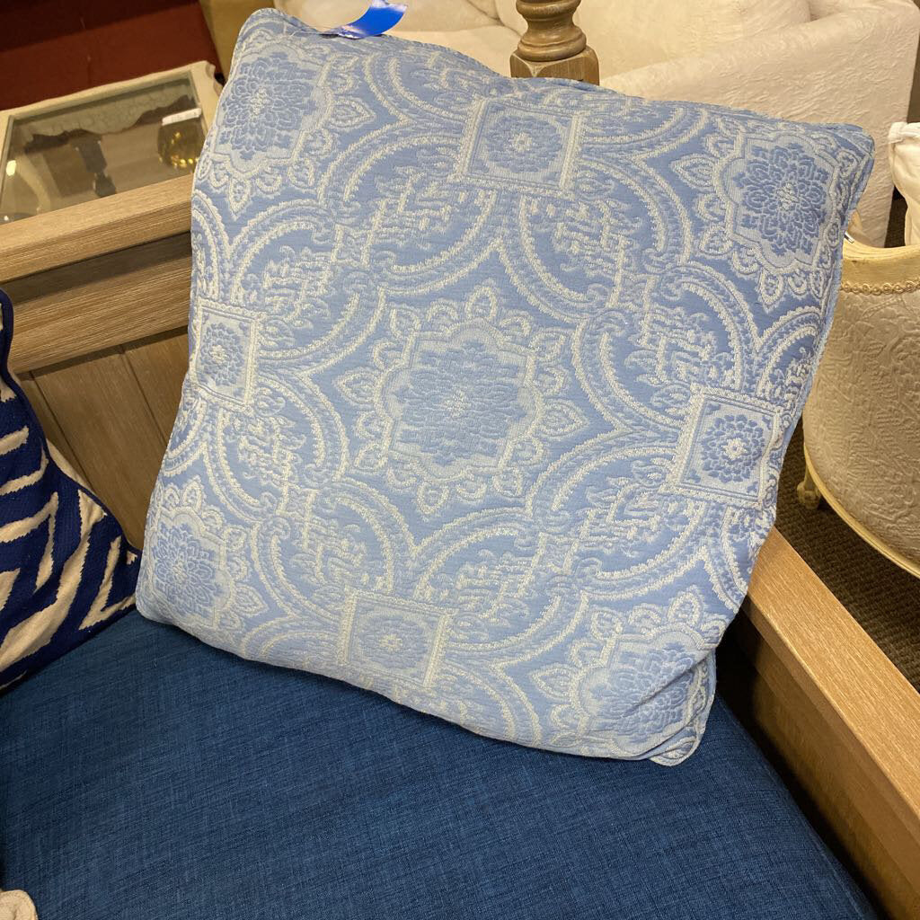 Blue Floral Tapestry Style Pillow