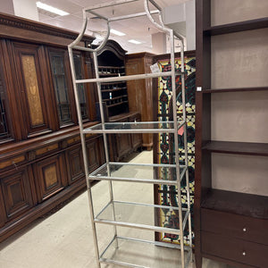 Metal Etagere With 2/ Glass Shelves ( Approx. 30"x15"x74")
