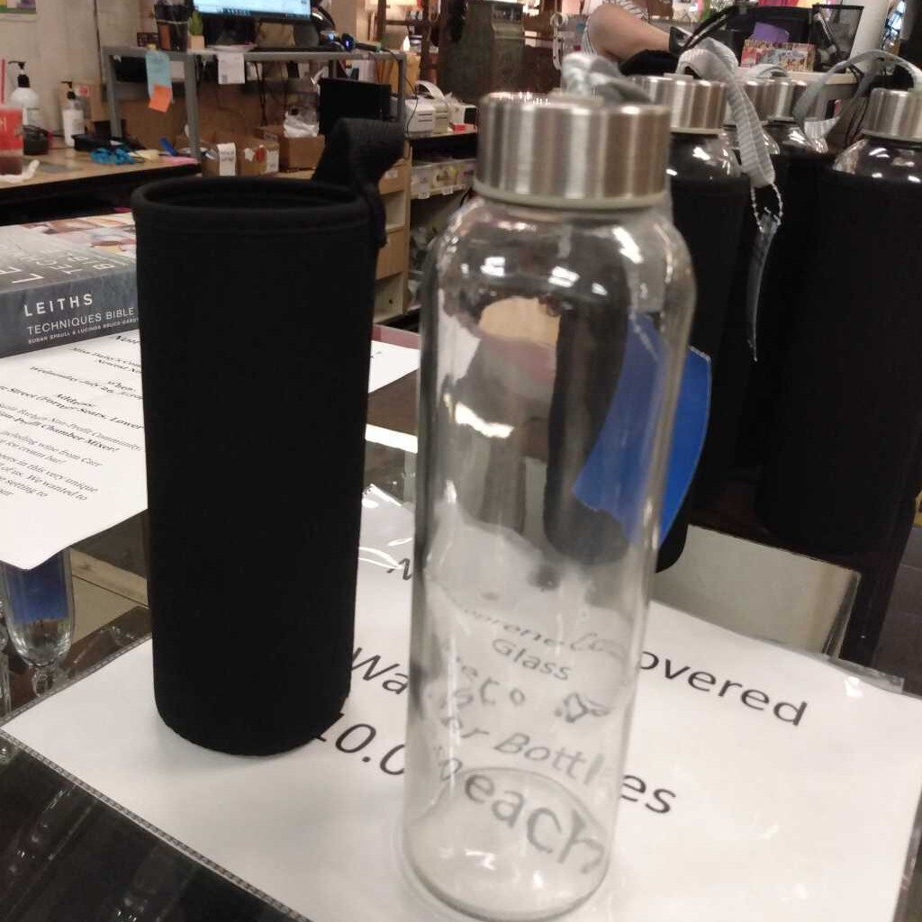 Neoprene Covered Glass Water Bottle