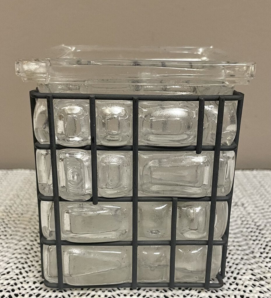 Textured Molded Glass in Metal Votive Holder(s)