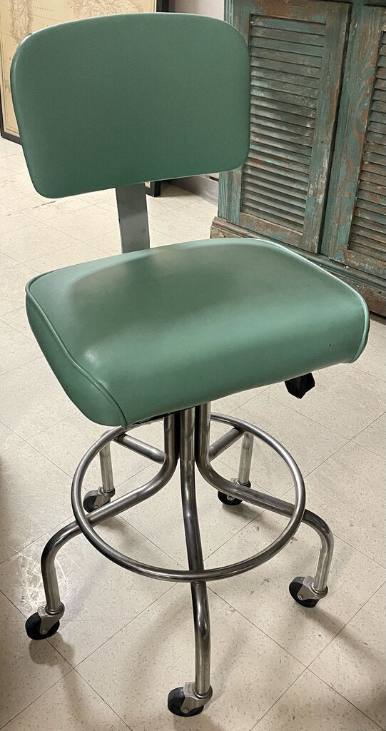 Vintage Industrial Padded Drafting Stool w/Casters #476