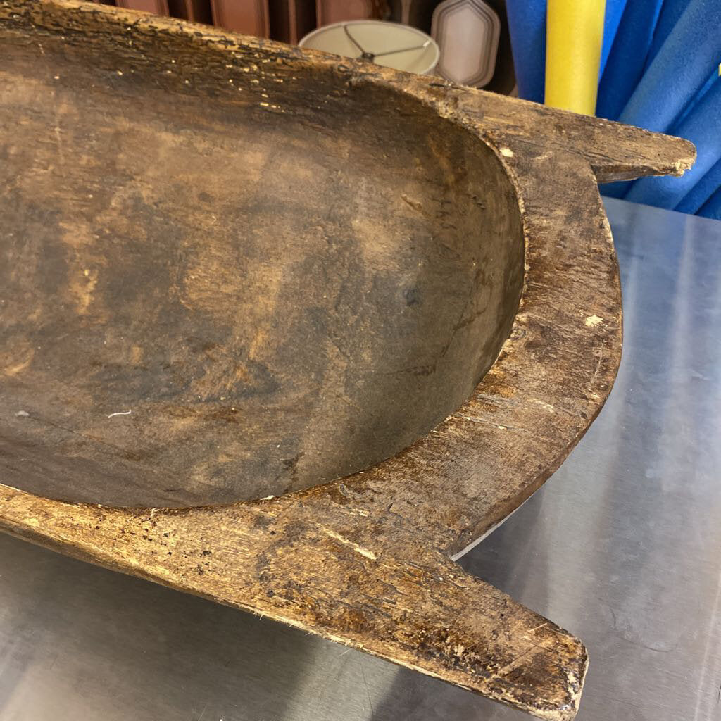 Antique Wooden Dough Bowl 43"L 17.5"D 8"H