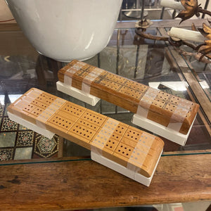 Wooden Cribbage Board Sets w/Pins and Cards