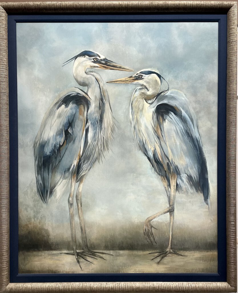 Two Great Blue Herons Giclee, Image Brush Gel Print