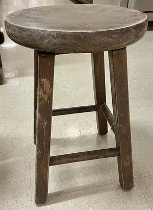 Small Antique Wooden Swivel Stool (#725)