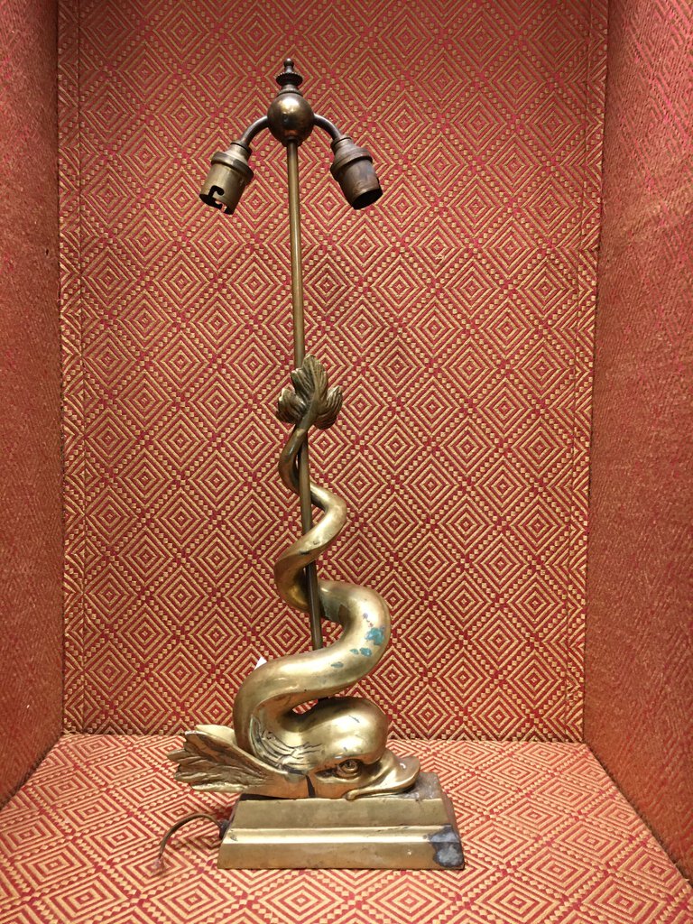 Pr. Chapman Style Dolphin Table Lamp (as is)