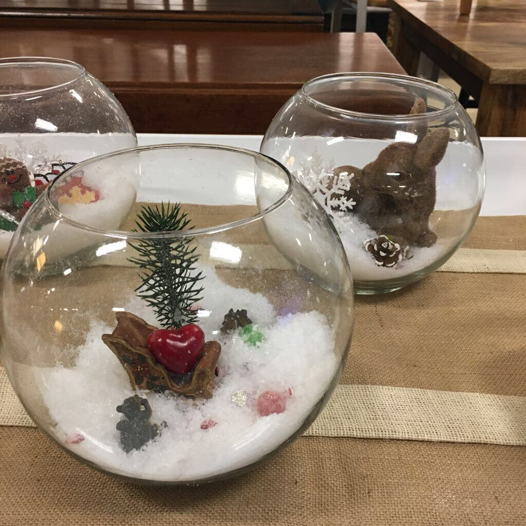 Holiday DIY Fishbowl Snow Globe Pair