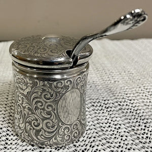 Victorian Sterling Silver Mustard Pot w/Spoon