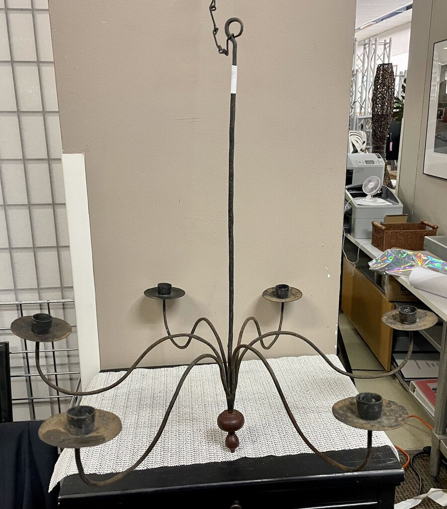6 Arm Wrought Iron Candle Chandelier w/Chain