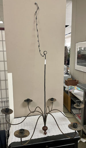 6 Arm Wrought Iron Candle Chandelier w/Chain by Miss Daisy's Consignment & Auction House