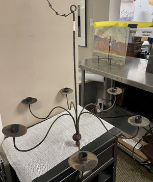 6 Arm Wrought Iron Candle Chandelier w/Chain by Miss Daisy's Consignment & Auction House