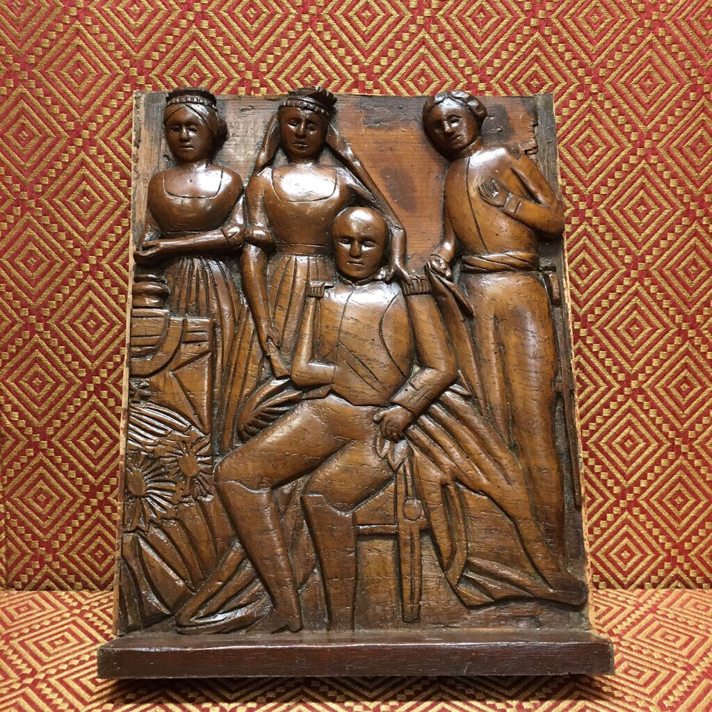 European Wooden Figural Wall Panel Ca. 1920 4 People