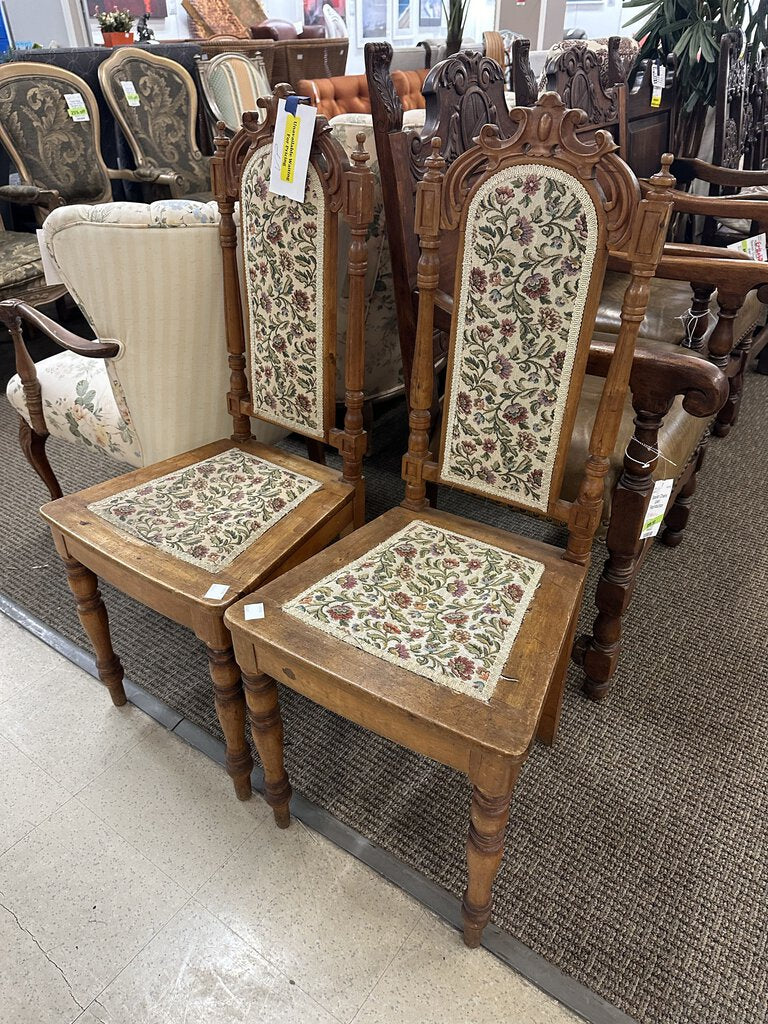 Antique Chairs With Antique Tapestry (Pair)