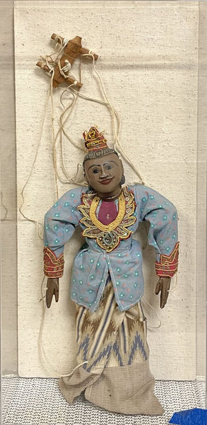 Javanese Marionette Hero Blue Coat and Strings Acrylic Case