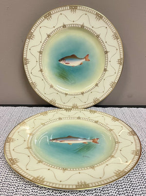 Royal Worcester HP Fish and Gold Plate 9.3"