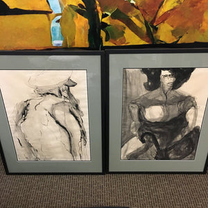 Black and White Watercolor Pair - Man And Woman 25.5x32.5