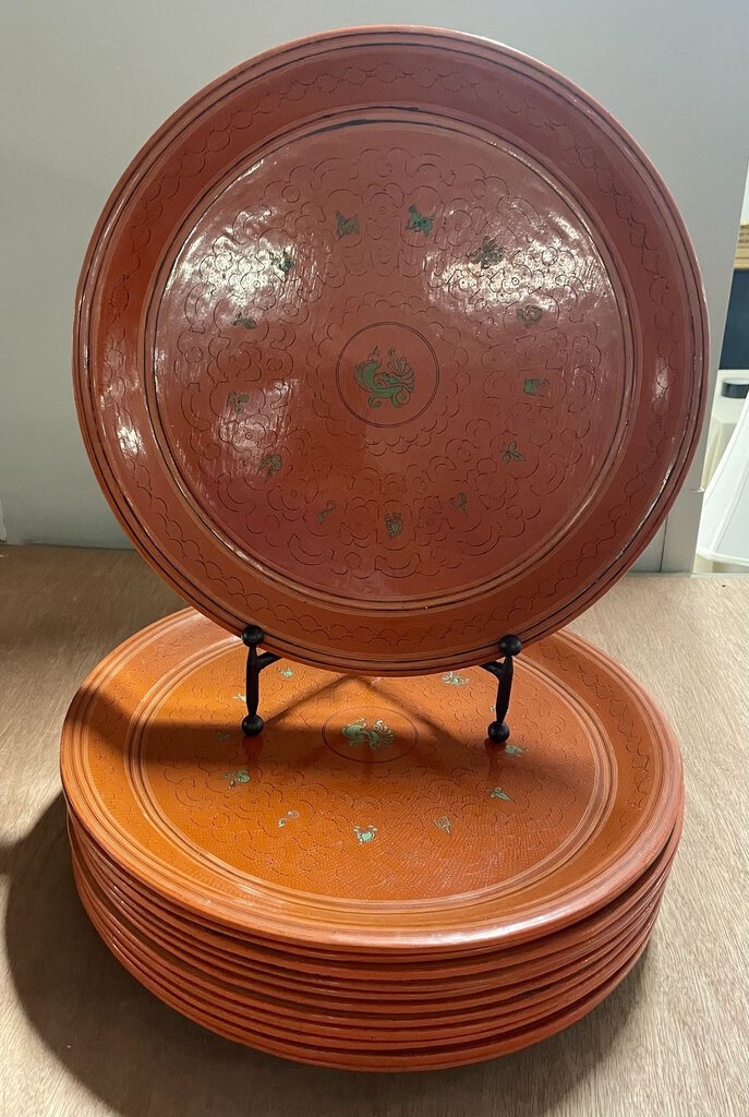 Burmese Lacquerware YUN DE Charger Plates (Set of 4)