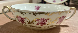 Carl Schumann Dresdner Gilded Rose Cream Soup Bowl w/ Saucer
