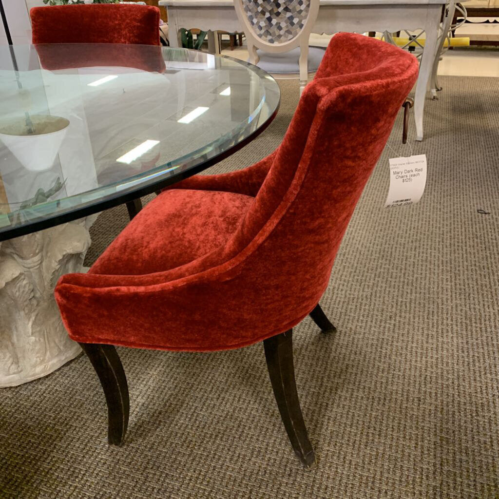 Mary Dark Red Chairs (each $125)
